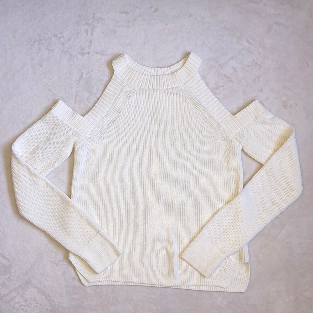 Rag & Bone White Long Sleeve Knit Off The Shoulder Sweater - Picture 1 of 5